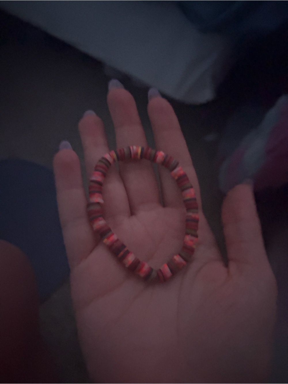 Multicolor Red Beaded Stretch Bracelet